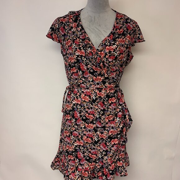 Romeo Juliet Couture Womens Dress Size L Mini Dark Floral Romantic Flowy Boho - Picture 1 of 9